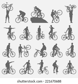 bicyclists silhouettes set