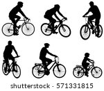 bicyclists silhouettes set - vector