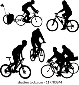 bicyclists silhouettes - vector