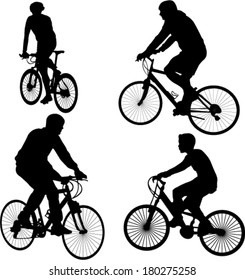 bicyclists silhouettes - vector