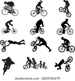 bicyclists silhouettes white background Vector Easily edit