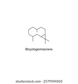 Bicyclogermacrane skeletal structure.Sesquiterpene compound schematic illustration. Simple diagram, chemical structure.