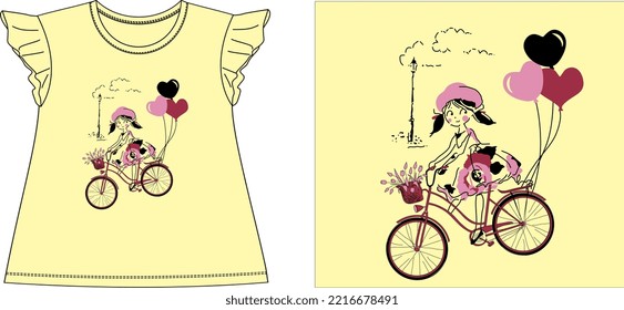 BICYLE FROM GIRL t shirt graphic design vector illustration \