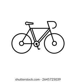 Bicyle minimalist vector line icon, road
