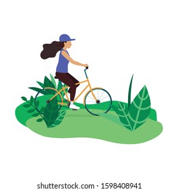 Bicyle riding sport travel road girl riding bicyle vector