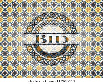 Bid arabic emblem background. Arabesque decoration.