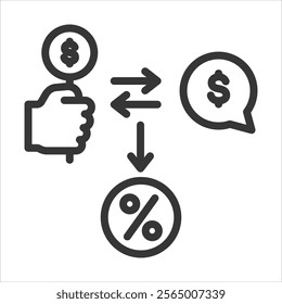 Bid Ask Spread Outline Icon Vector Illustration