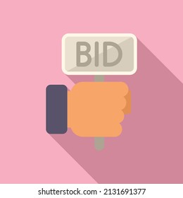 Bid Auction Hand Icon Flat Vector. Sell Price. Process Court