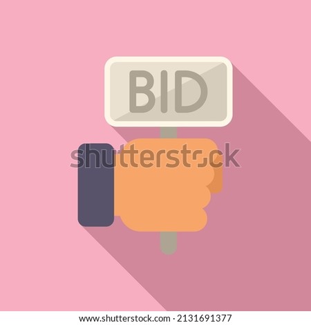 Bid auction hand icon flat vector. Sell price. Process court