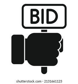 Bid auction hand icon simple vector. Sell price. Process court