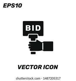 Bid, auction vector icon illustration for web and mobile application isolated on white background. Premium quality.
