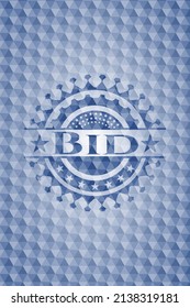 Bid blue badge with geometric pattern. Vector Illustration. Detailed. 