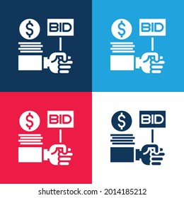 Bid blue and red four color minimal icon set