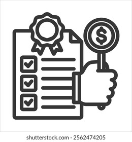 Bid Bonds Outline Icon Vector Illustration