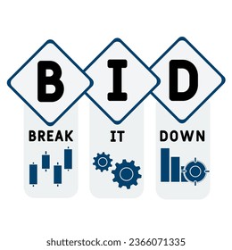 BID - Break it down acronym. business concept background.  vector illustration concept with keywords and icons. lettering illustration with icons for web banner, flyer, landing