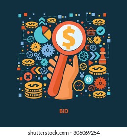 Bid concept design on dark background,clean vector