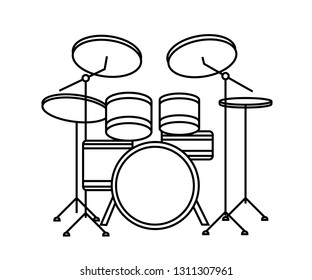 Bid drum set. Line style design. Vector illustration isolated on white background. Musical instrument.