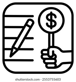 Bid Evaluation icon line vector illustration