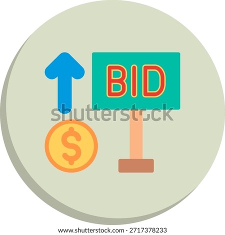 Bid Flat Circle Style Icon