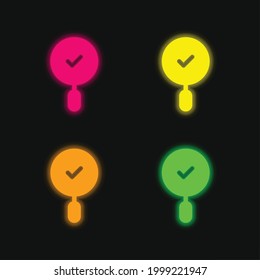 Bid four color glowing neon vector icon