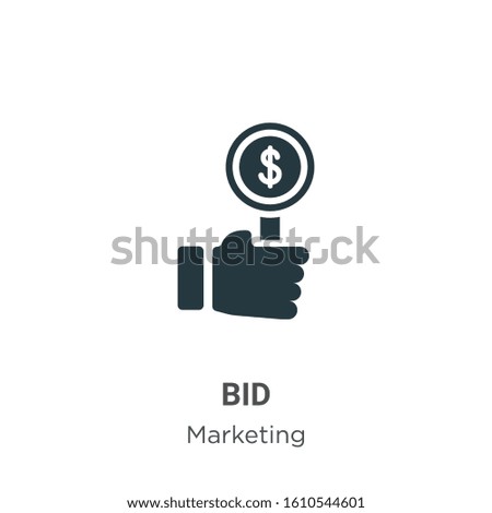 Bid glyph icon vector on white background. Flat vector bid icon symbol sign from modern marketing collection for mobile concept and web apps design.
