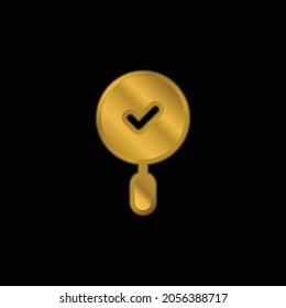 Bid gold plated metalic icon or logo vector