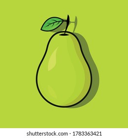 bid green pear on green background. vector icon fruit