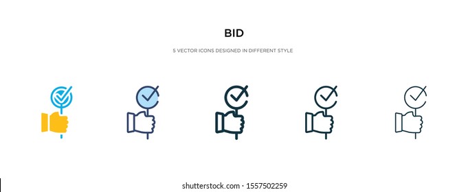 bid icon in different style vector illustration. two colored and black bid vector icons designed in filled, outline, line and stroke style can be used for web, mobile, ui