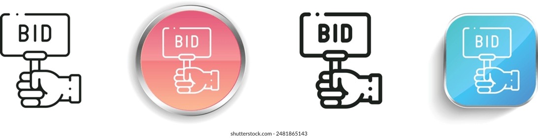 Bid icon. Thin Linear, Regular and Button Style Design Isolated On White Background