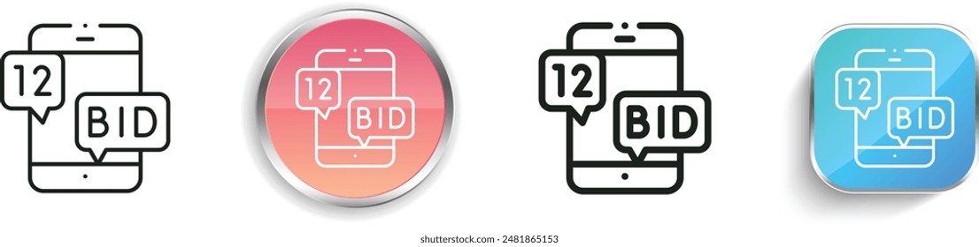 Bid icon. Thin Linear, Regular and Button Style Design Isolated On White Background