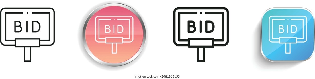 Bid icon. Thin Linear, Regular and Button Style Design Isolated On White Background