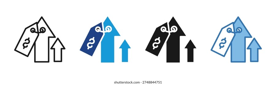 Bid Increase icon set multiple style collection