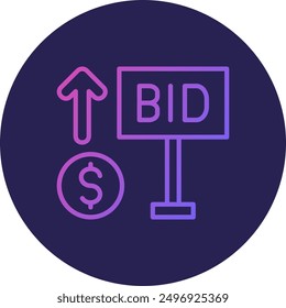 Bid Line Gradient Icon Design