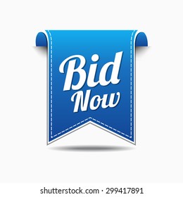 Bid Now Blue Vector Icon Design