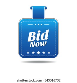 Bid Now Blue Vector Icon Design