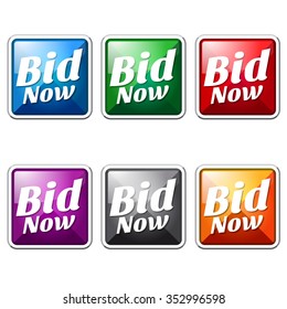 Bid Now Colorful Vector Icon Button