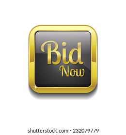 Bid Now Gold Vector Icon Button