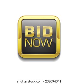 Bid Now Gold Vector Icon Button