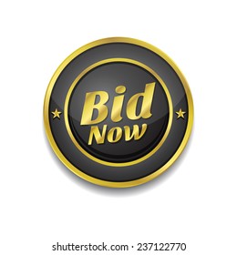 Bid Now Gold Vector Icon Button