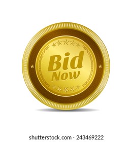 Bid Now Golden Vector Icon Button