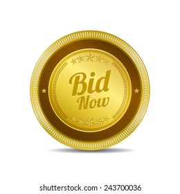 Bid Now Golden Vector Icon Button
