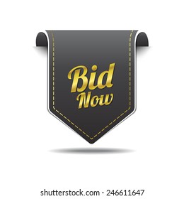 Bid Now golden Vector Icon Design