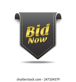 Bid Now golden Vector Icon Design