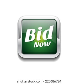 Bid Now Green Vector Icon Button