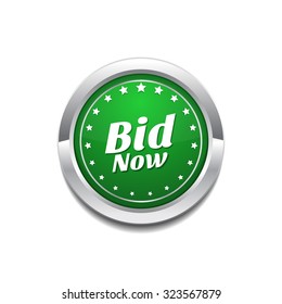 Bid Now Green Vector Icon Button