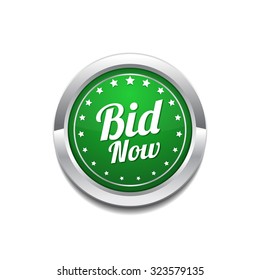 Bid Now Green Vector Icon Button