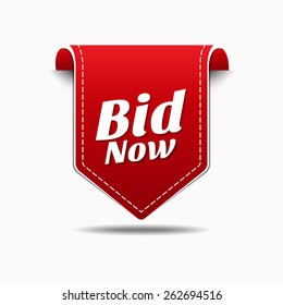 Bid Now Red Vector Icon Design