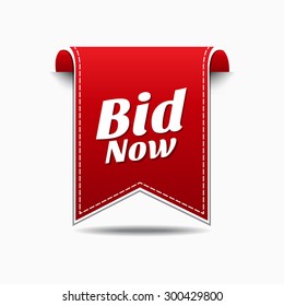 Bid Now Red Vector Icon Design