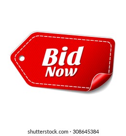 Bid Now Red Vector Icon Design