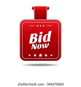 Bid Now Red Vector Icon Design